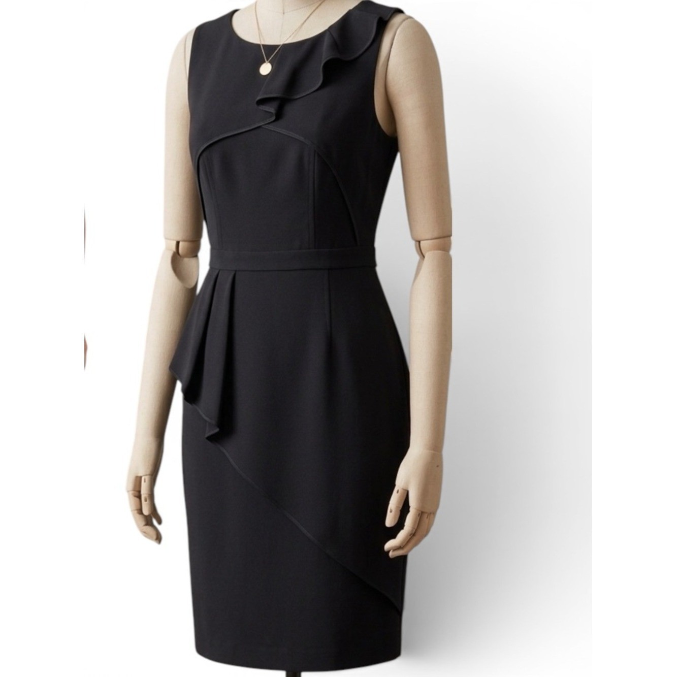 BCBGMAXAZRIA Siri Black Crepe Cocktail Dress Size 12 Little Black Dress