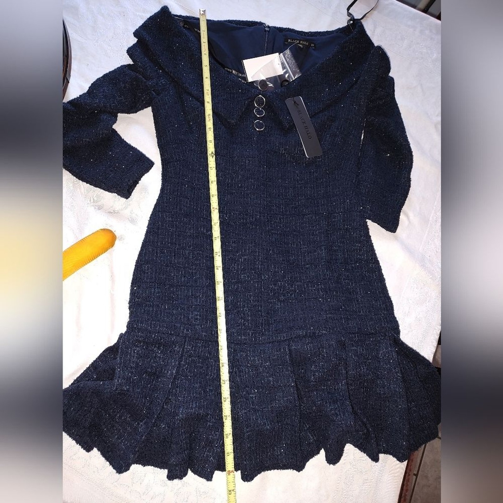 Black Halo Edith Mini Dress Size 10 Twilight Tapestry Navy Shimmer Cocktail NWT