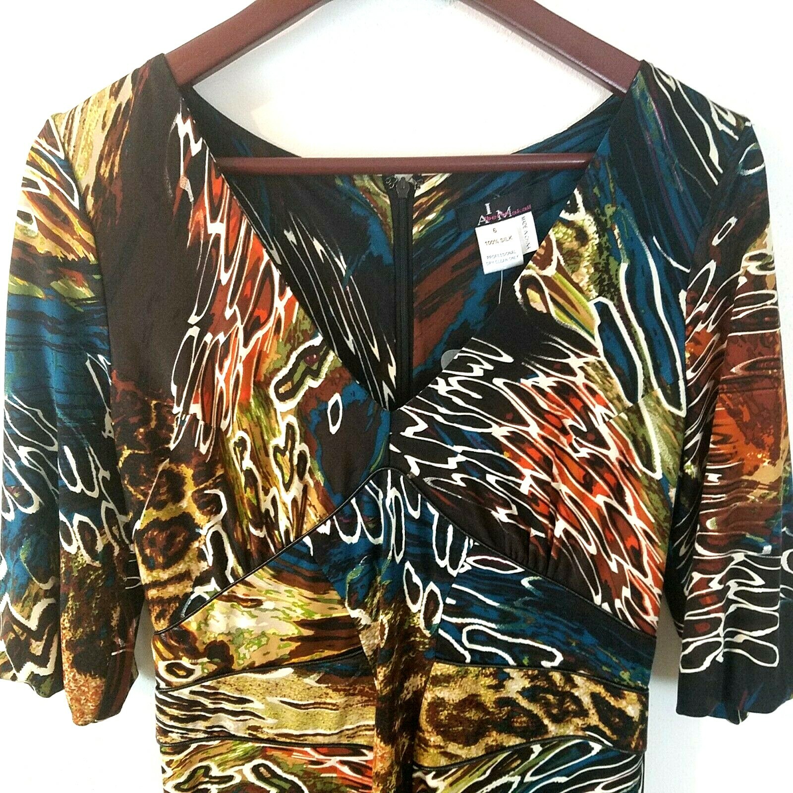 Alberto Makali Women’s 100% Silk Dress Size 6 Abstract Print Artsy NEW