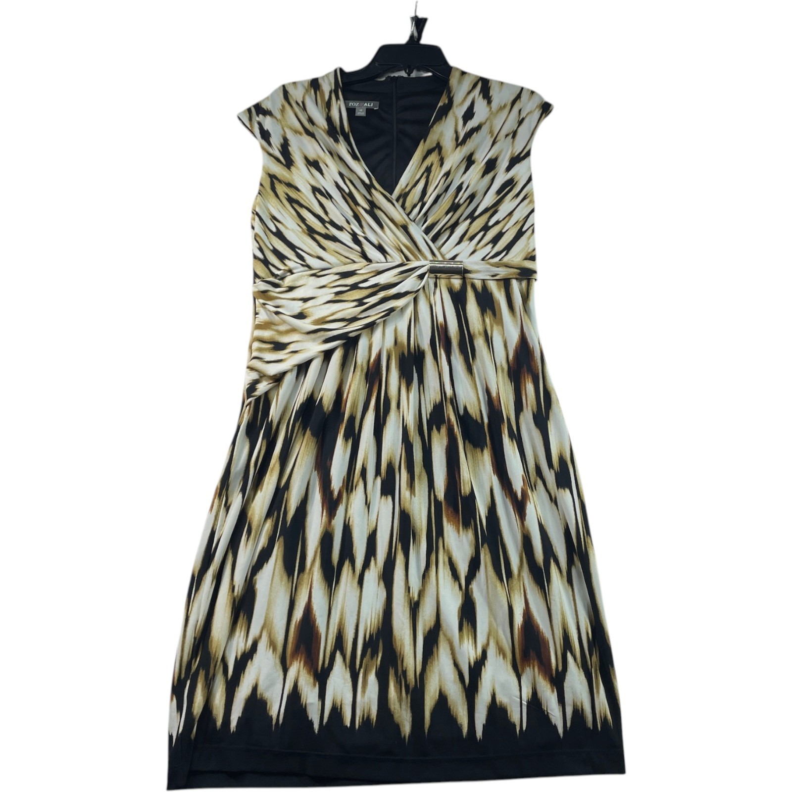 Roz & Ali Dress Womens Size 12 Black Sleeveless Crossover Vneck Stretch