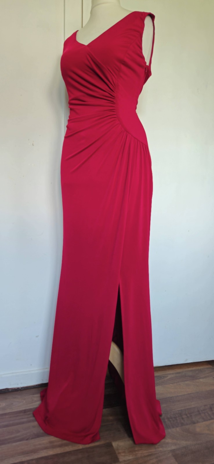 COAST Dress Sz 14 Red maxi prom long party wedding Guest Evening Ruched Cruise