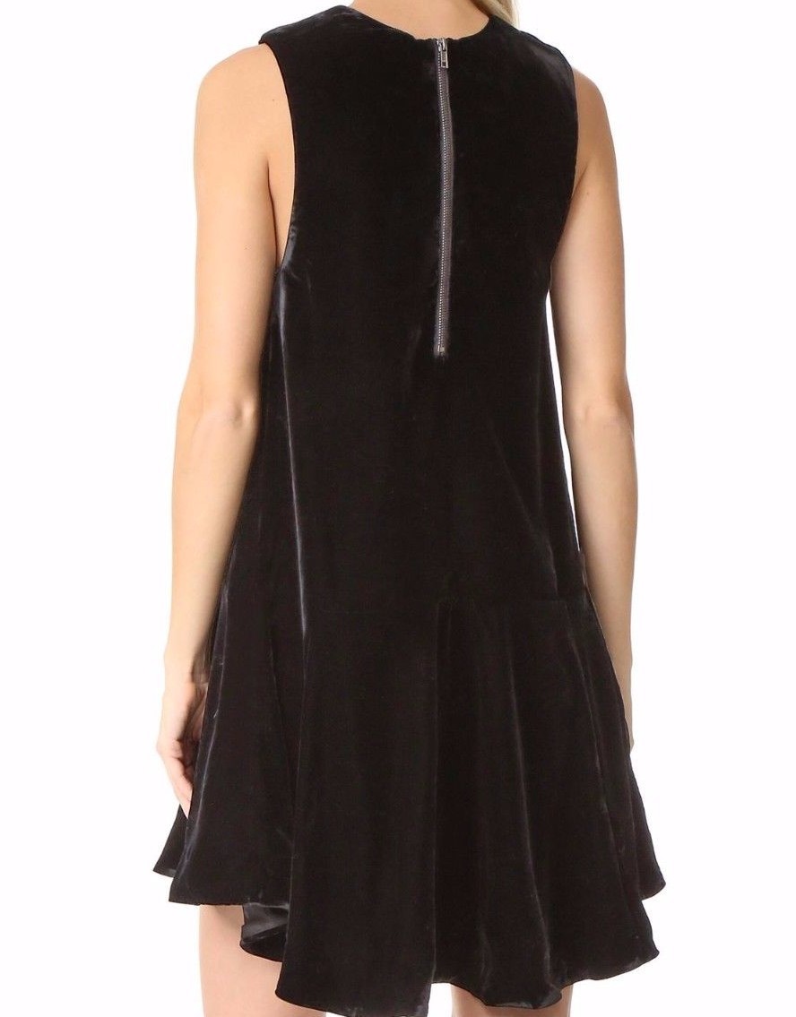 NWT FREE PEOPLE SzS SOFT FOCUS SLEEVELESS DROP-WAIST VELVET DRESS BLACK $168