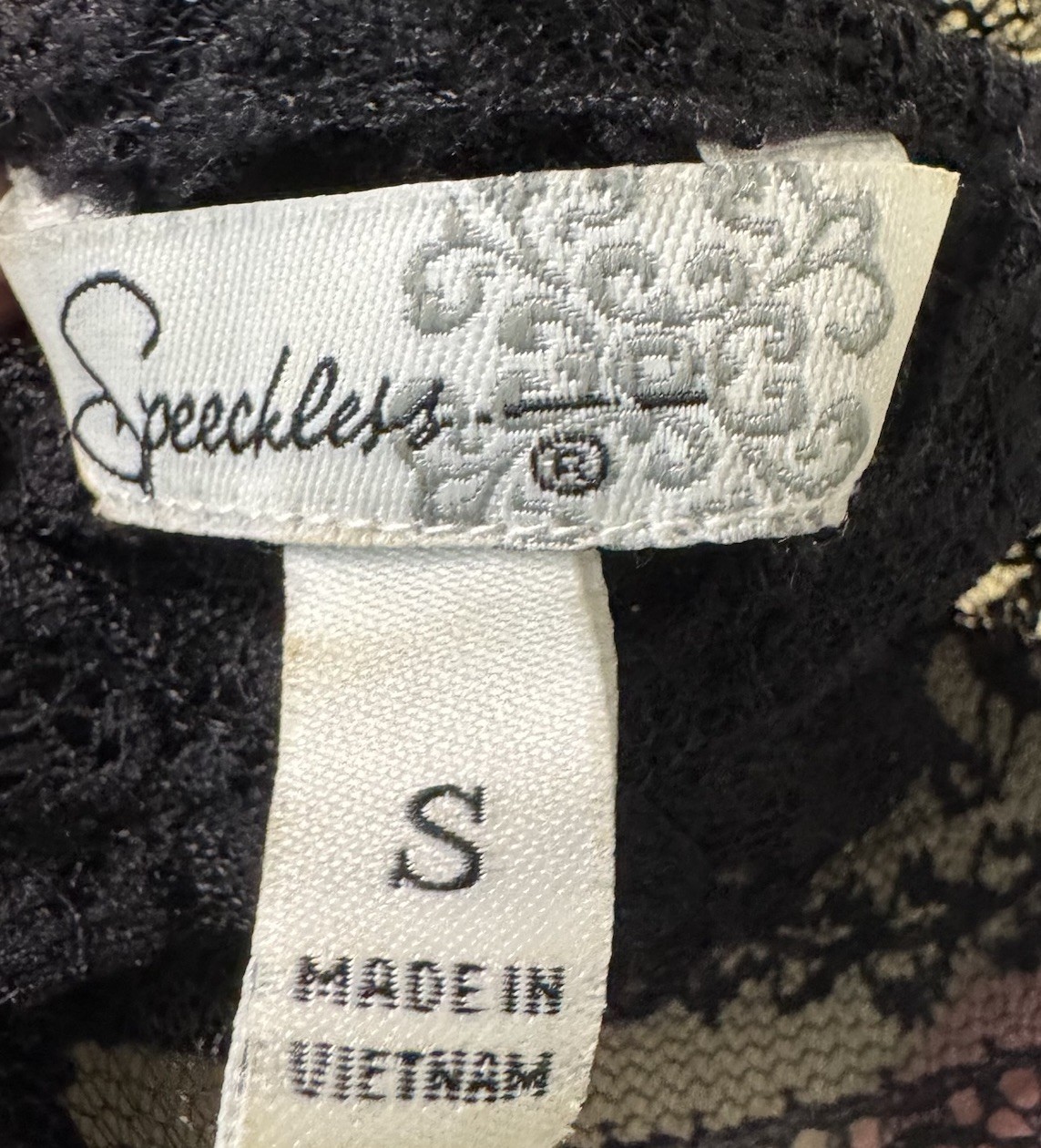 Speechless Womens Black Lace Overlay Pink Lining Sz Small Sleeveless Fit Flare