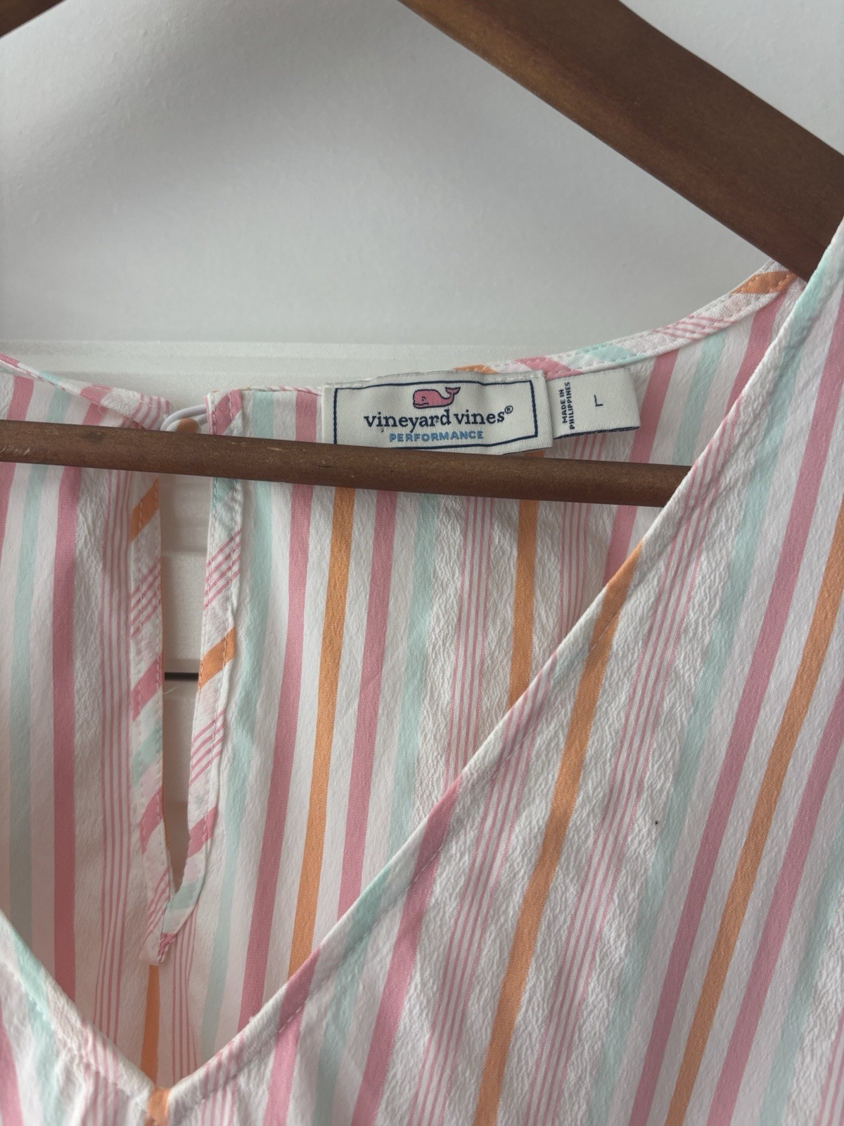Vineyard Vines Multicolor Striped V-Neck Smocked Waist Flutter Sleeve Dress L