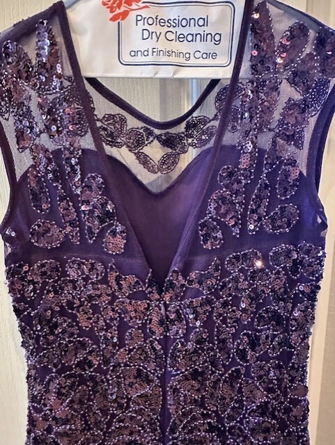 Pretty Guide 1920’s Dress Sequin Gatsby Inspired S Purple Trumpet Illusion Neck