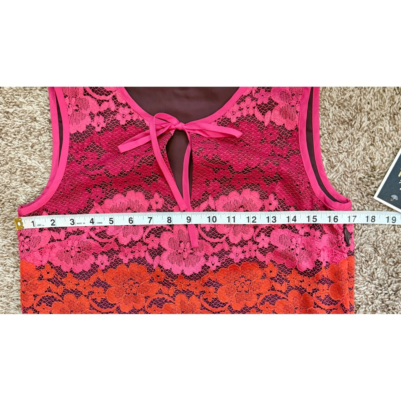 NWT Juicy Couture Black Label Sangria Trio Rio Lace Dress Pink Orange Size 0