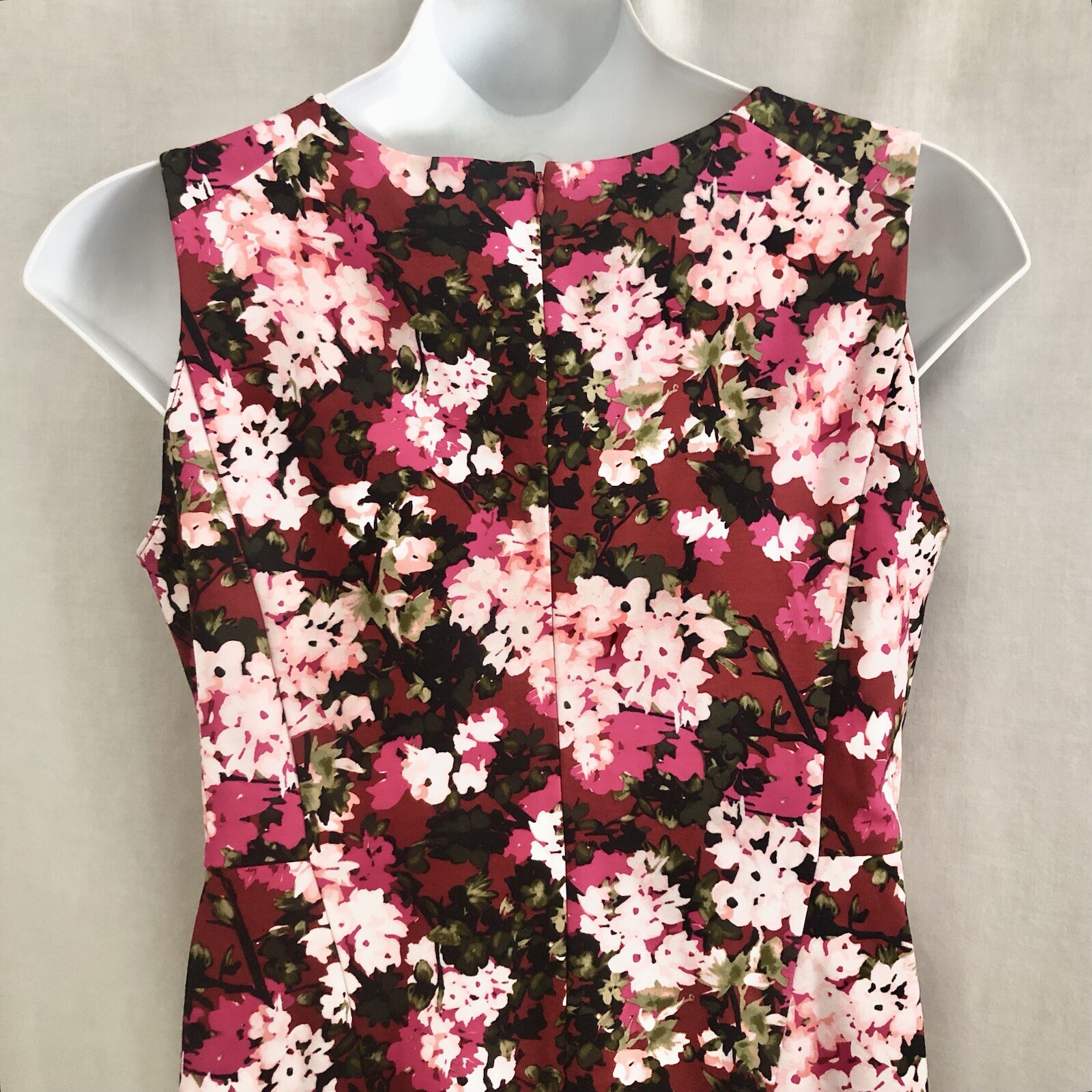 Lands End Floral Sleeveless Sheath Shift Dress Size 14P Rayon Stretch