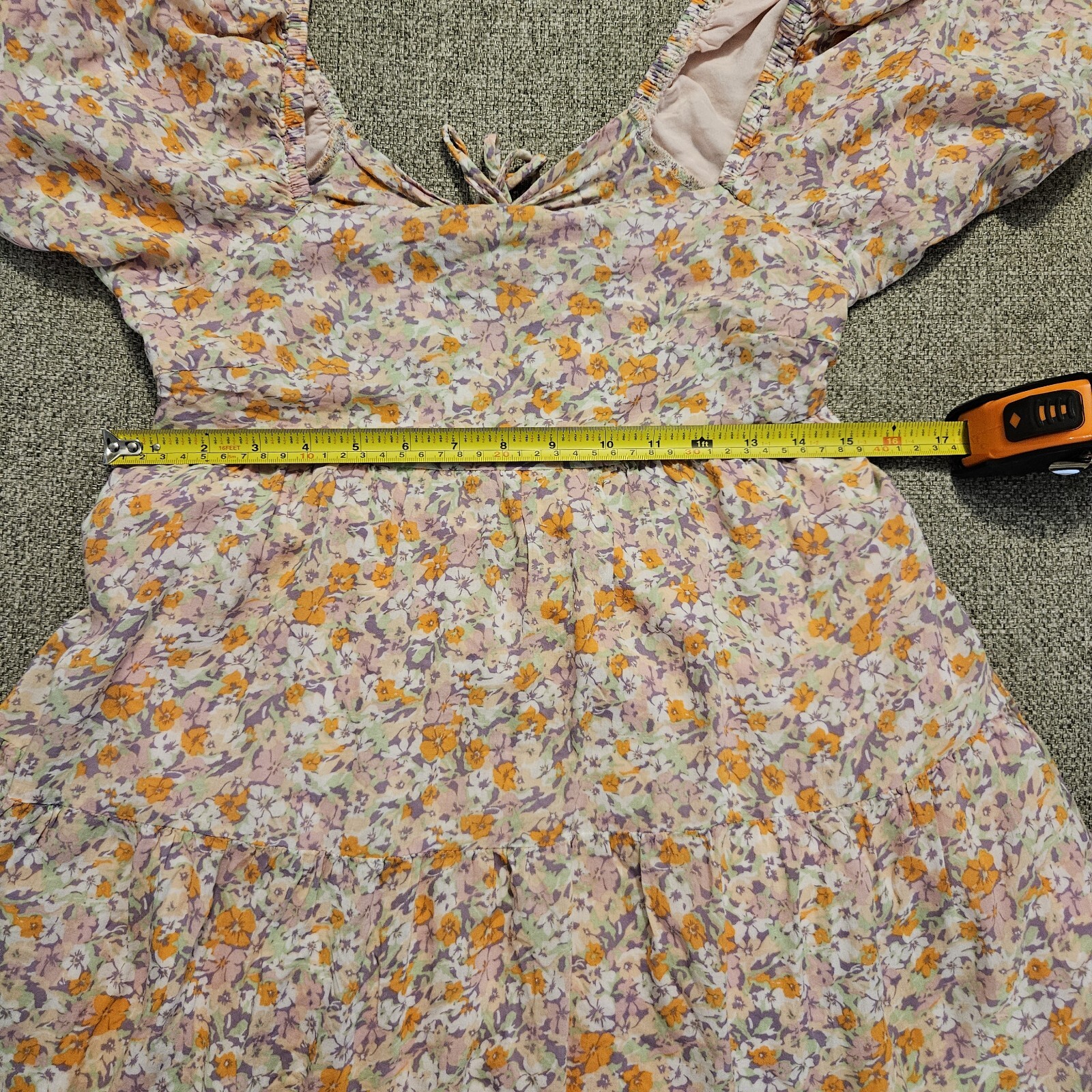 MINKPINK Versailles Puff Sleeves Square Neck Floral Pink Mini Dress Size Small