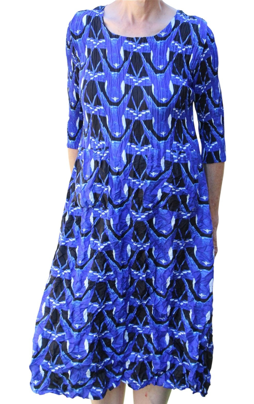 ALQUEMA Smash Pocket Dress Size 1 Crinkle Pleated Abstract Patterned