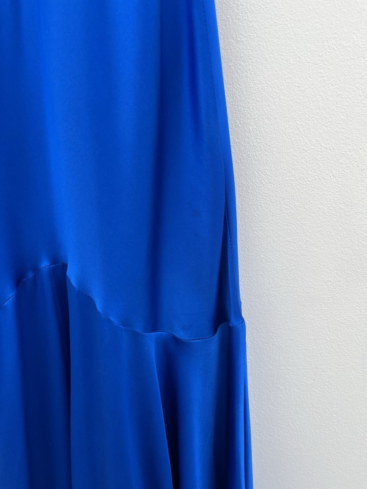 Cache Vintage Silk Maxi Gown In Blue Size 2