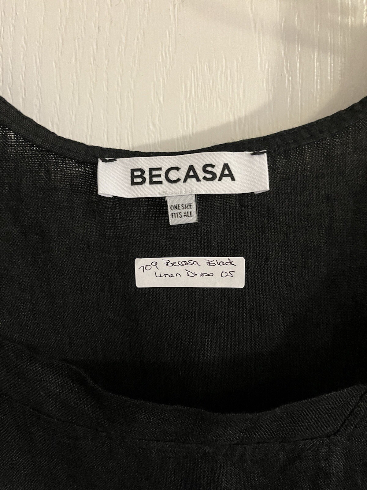 Becasa Black 100% Linen Dress Very Nice One Size M L Still Deep Black W/Pockets