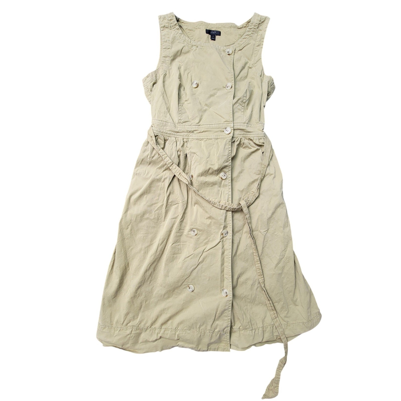 Banana Republic Size 4 Sleeveless Trench Dress Olive Double Breasted Belted