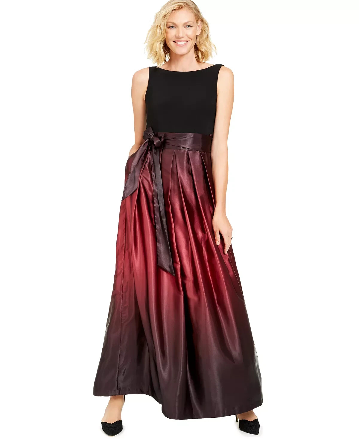 Sl Fashions Ombre Satin Bow Sash Gown L62611 Womens Size 18
