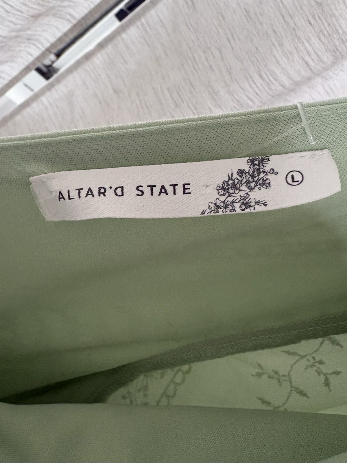 Altar’d State Annie Embroidered Maxi Dress Sage Green Flutter Sleeve NWOT L