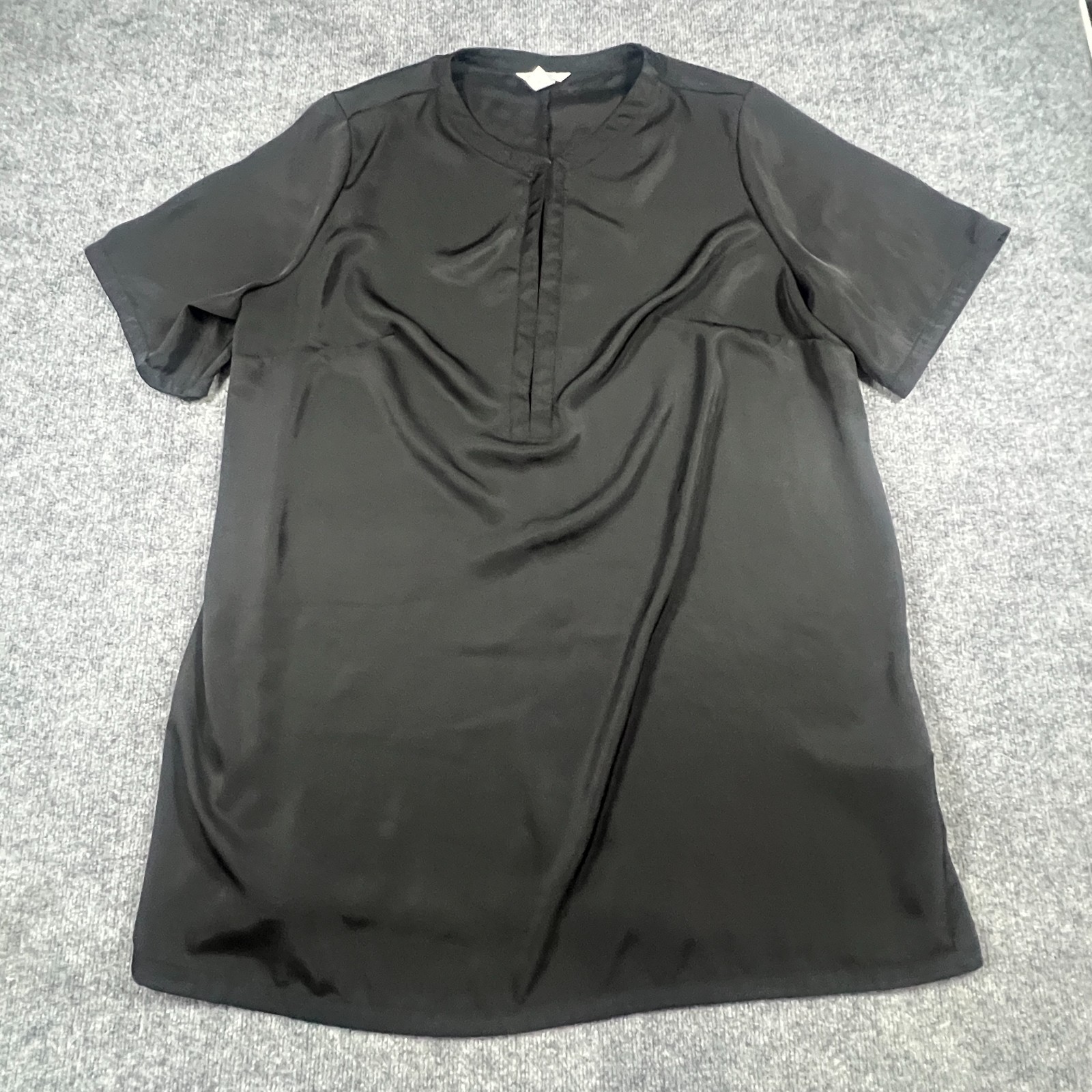 H&M Twill Shift Dress Womens 2XL Black Keyhole Cutout Round Neck Short Sleeve