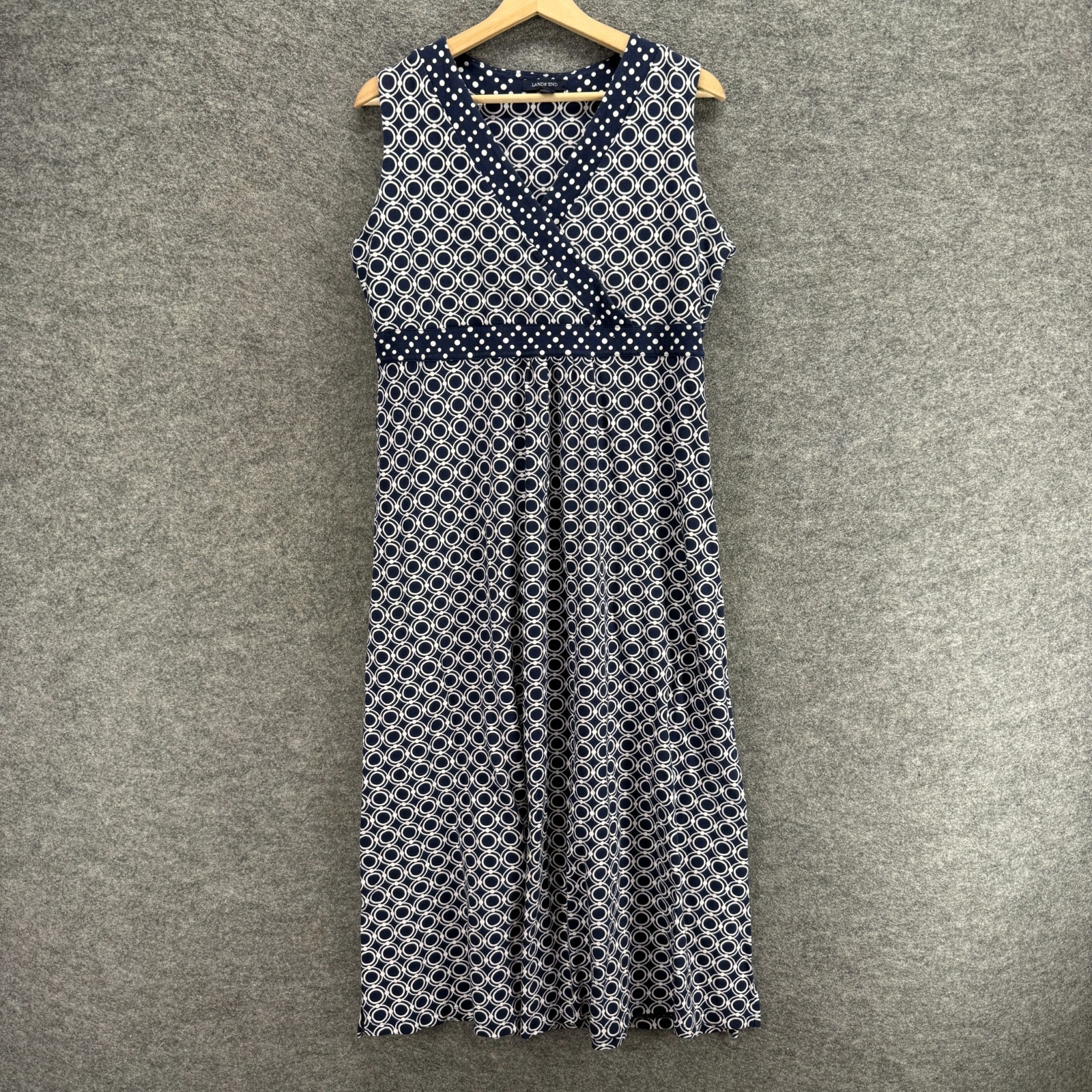 Unbranded Dress Women M Blue Geometric Sheath Maxi V-Neck Sleeveless
