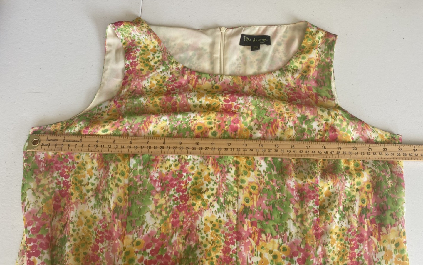DN Design 2pc Dress & Jacket 16W Floral Yellow, Green, Pink & White