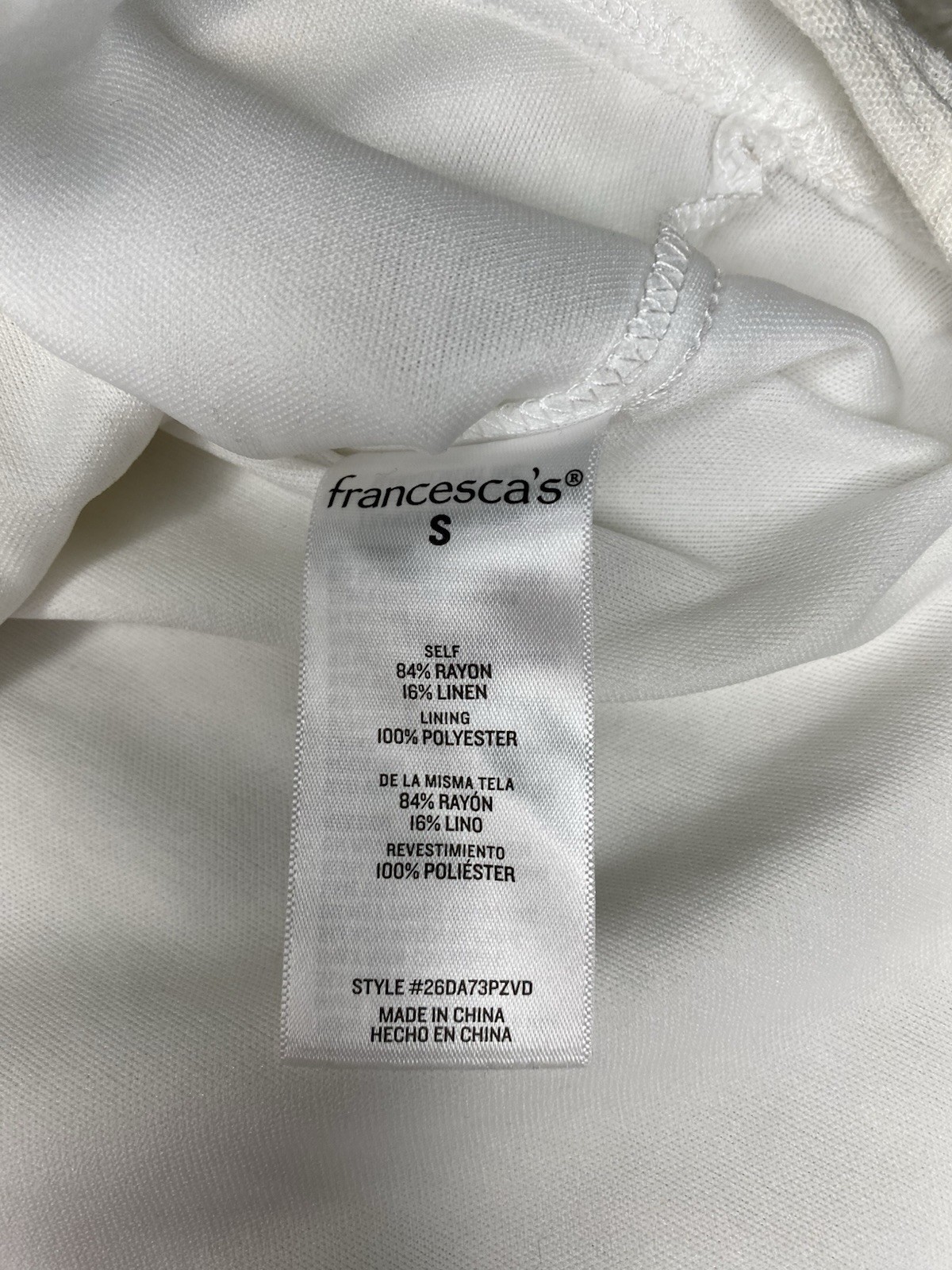 francesca’s White Woven Sweetheart Sundress Smocked Lined Zip Back Tie Straps S