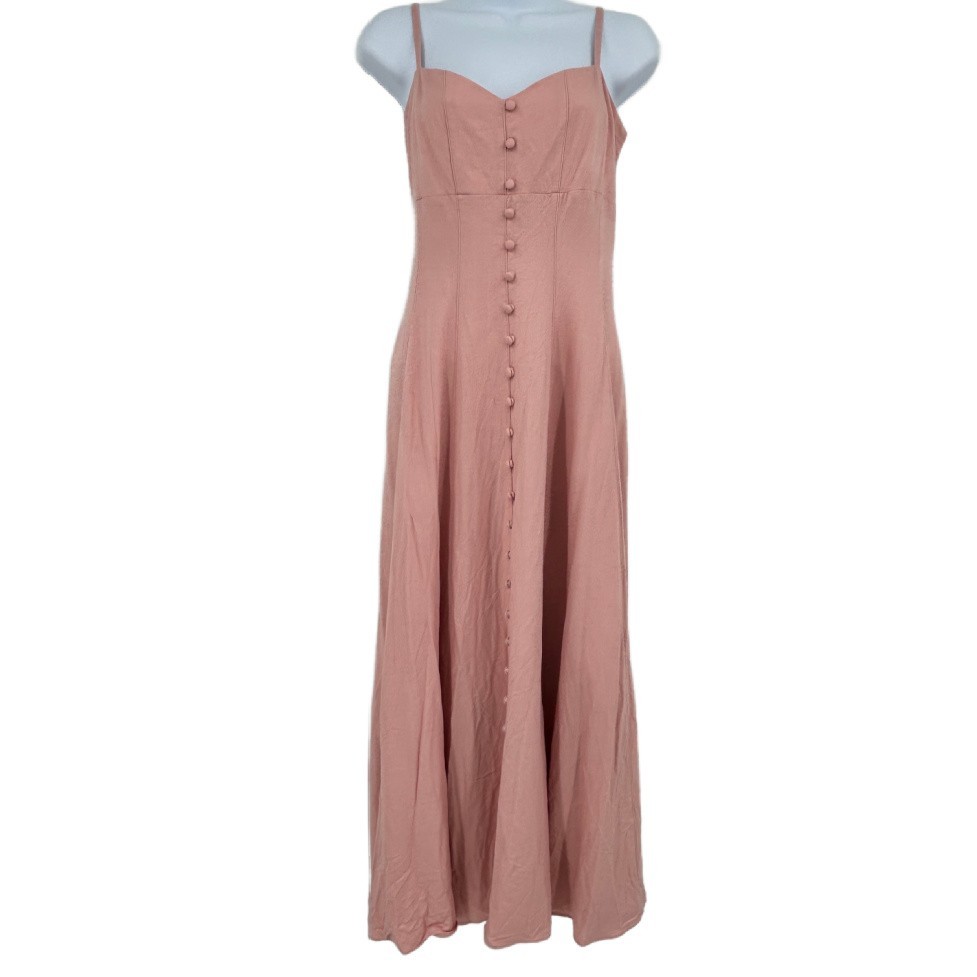 Preppy Cottage Faux Button Front Midi Dress Women 12 Coquette Feminine Romantic