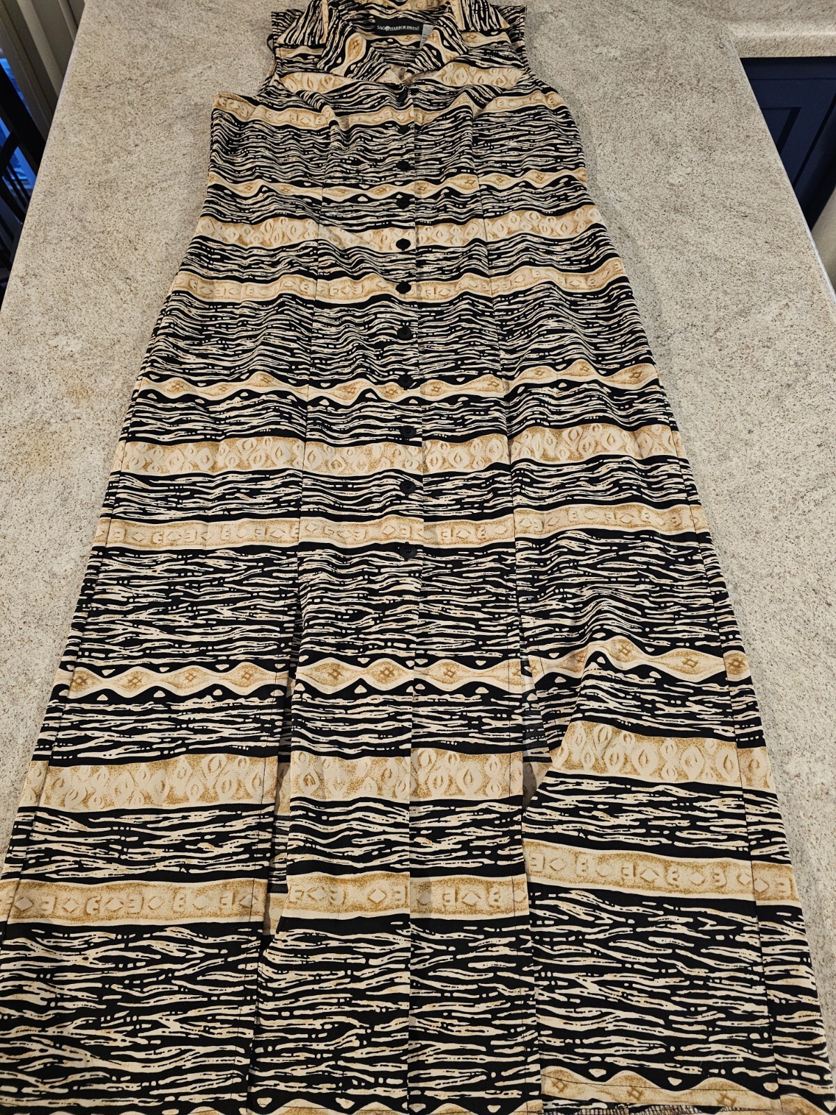 Sag Harbor Dress Womens Sleeveless Button Front Striped Long Dress Size 12