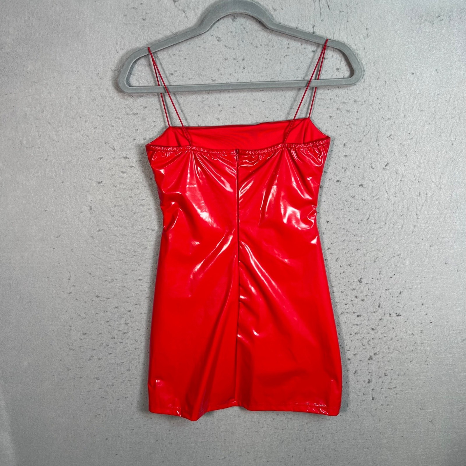 Akira Womens Small Red Patent Leather Look Cowl Neck Mini Dress