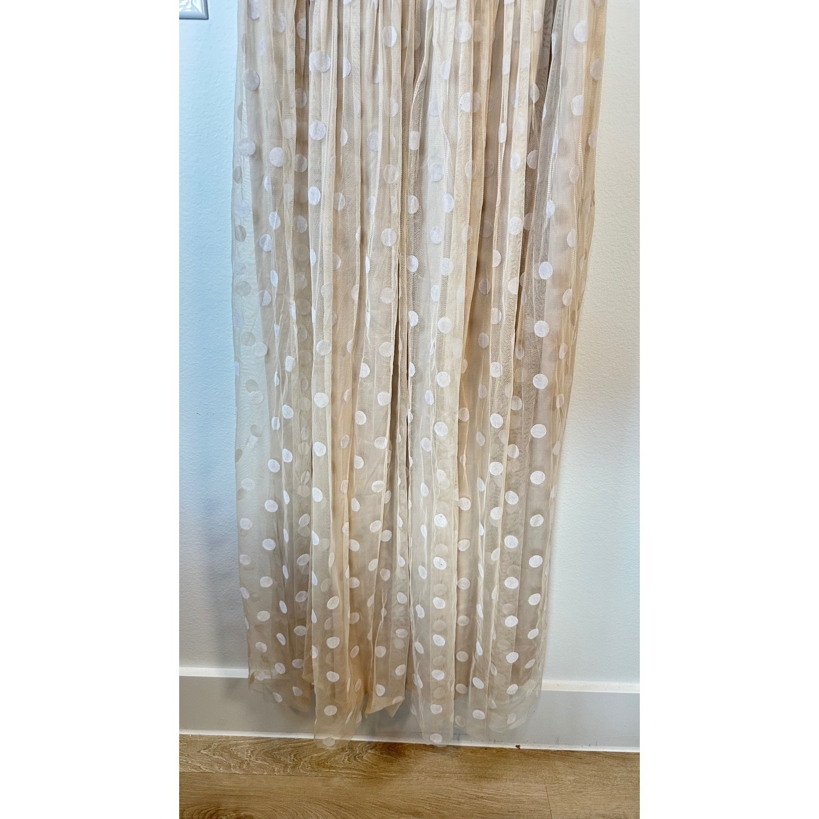 Lovely Grace Beige Polka Dot Maxi Ruffle Dress Women XL Ballet Tulle
