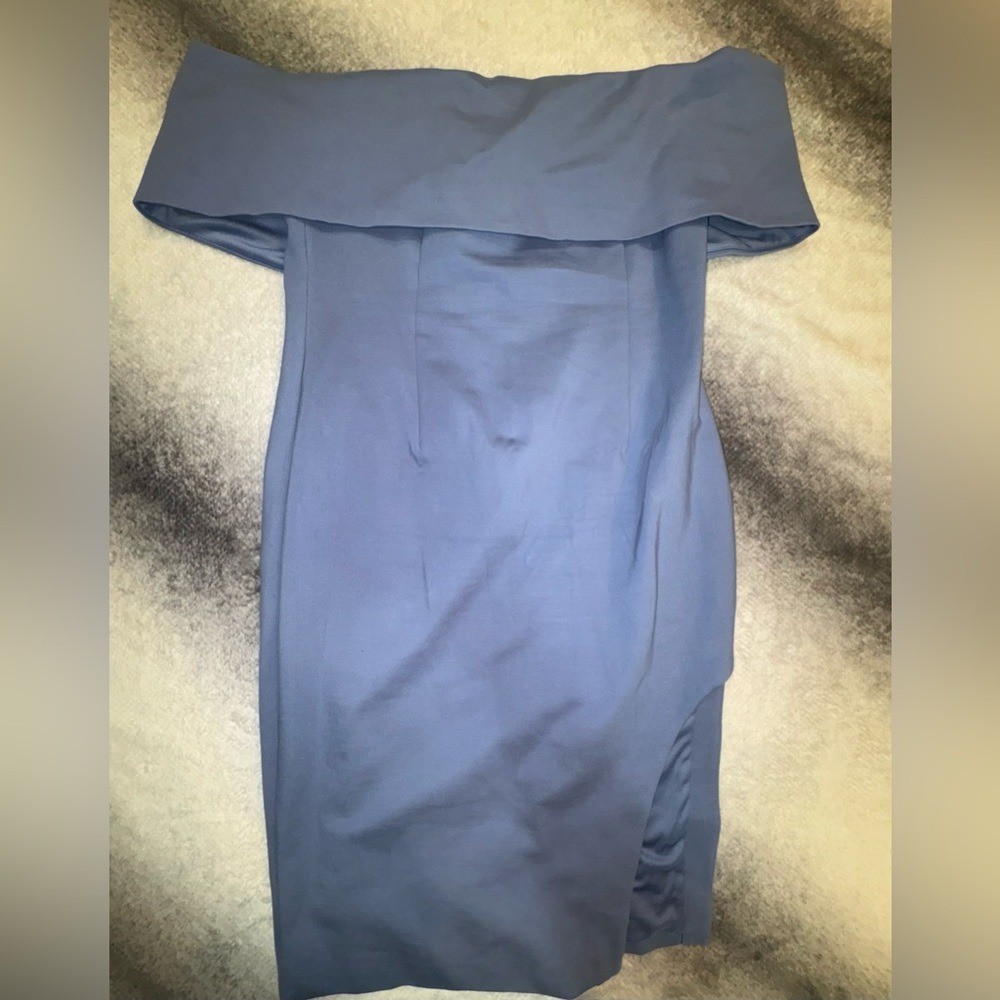 Lavish Alice Slate Blue Off Shoulder Side Split Blogger Fave Dress 12
