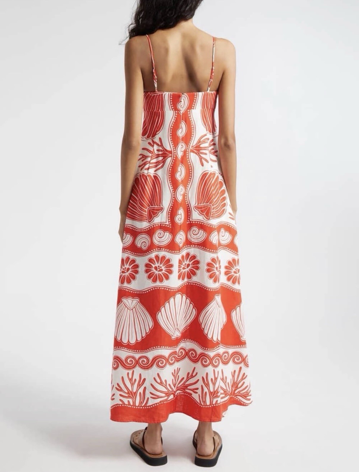 NWOT Like My Choice Red & White Tropical Shell/coral Print Maxi Beach Dress Sz L