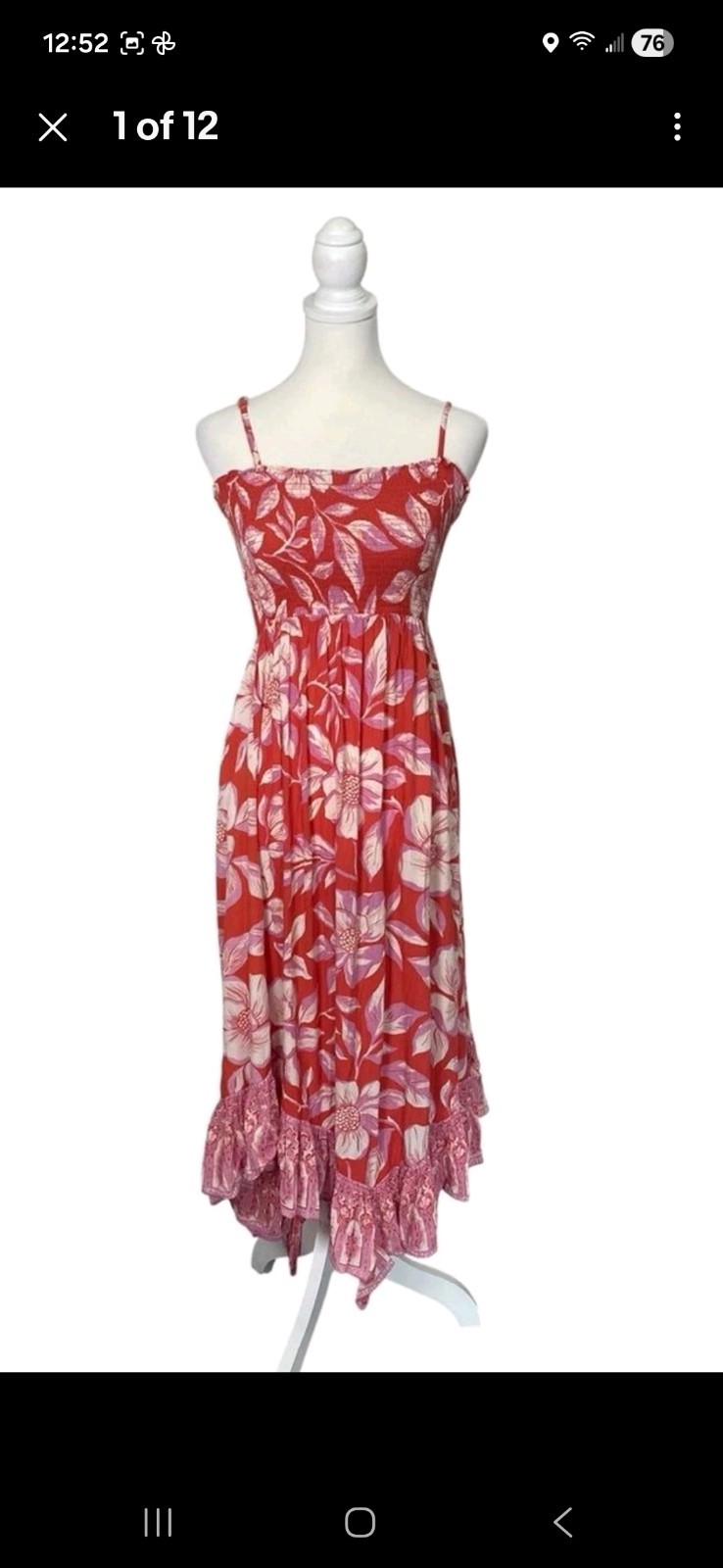 Angie Floral Maxi Dress Smocked Bodice Adjustable Straps Boho Summer Sundress