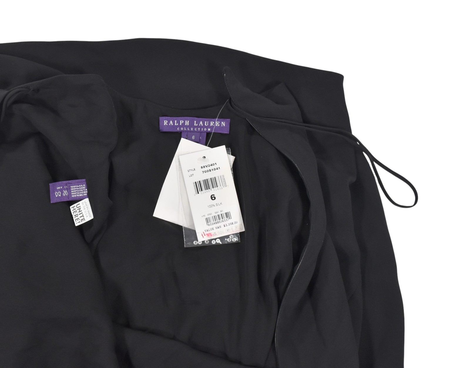 Ralph Lauren Purple Label Collection Black Silk Runway Dress Gown 6 New $3398