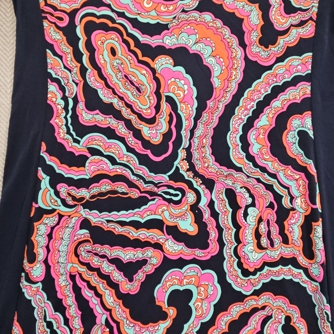 Banana Republic Navy Blue Paisley Sheath Dress Size Medium Stretch Boatneck Knee