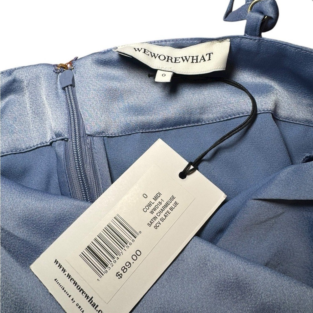 NWT WeWoreWhat Cowl Midi in Slate Blue Sz 0 | Sold Out | Revolve