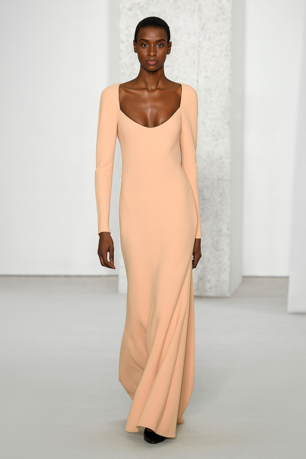 Badgley Mischka Light Coral Long Sleeve Gown sz 4 Sample Sale $800 Bridesmaid