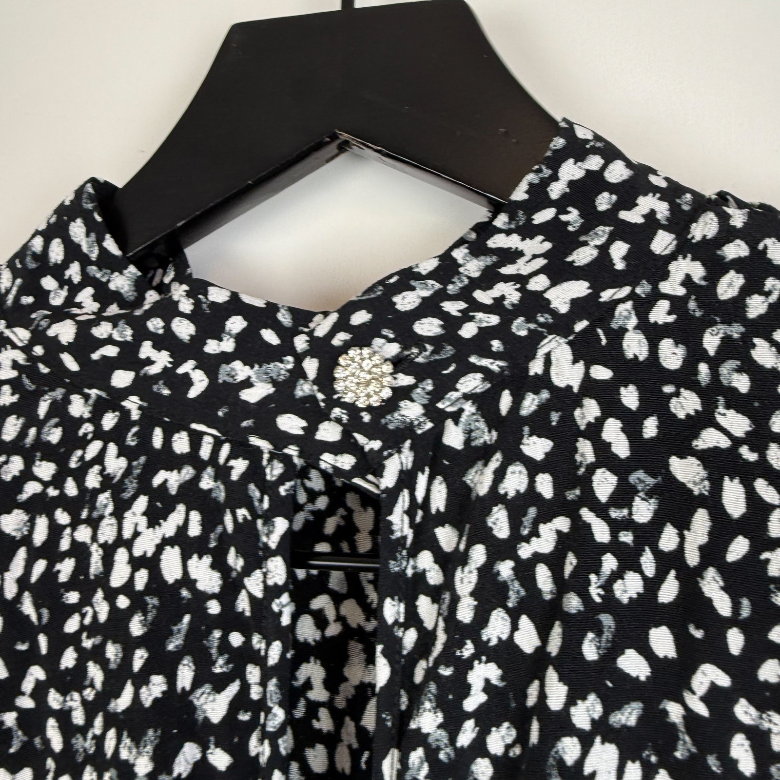 Zara Womens Size S Mini Fit & Flare Shoulder Pad Dress Black White Spotty Print