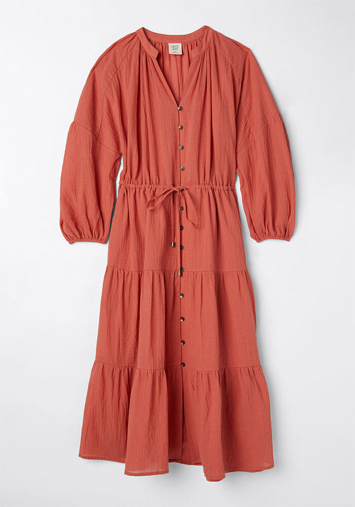 Matilda Jane Good Hart GH Coconut Grove Button-front Tiered Dress M Medium NWT