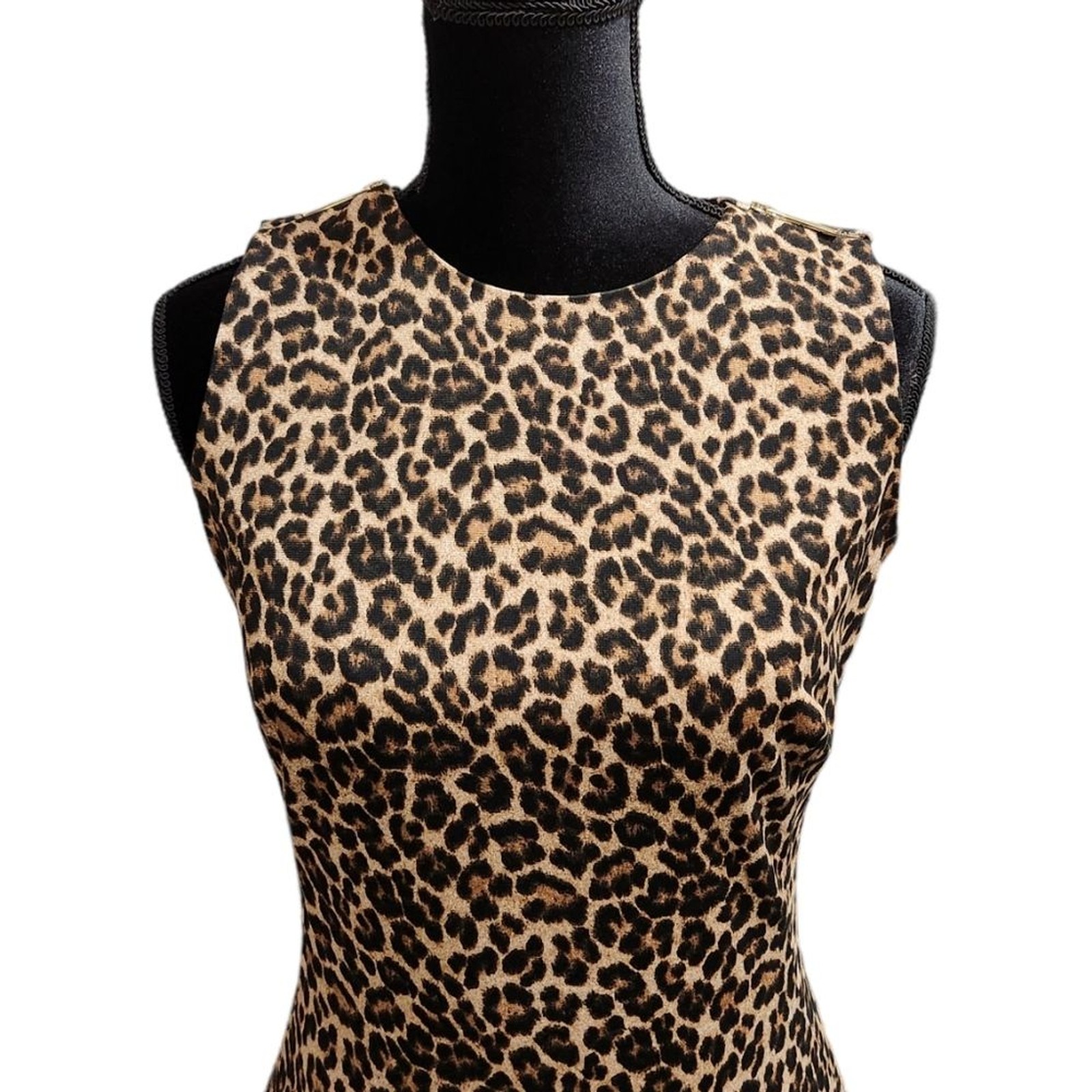 Michael Kors Leopard Print Neutral Sleeveless Knee Length Mini Dress 2