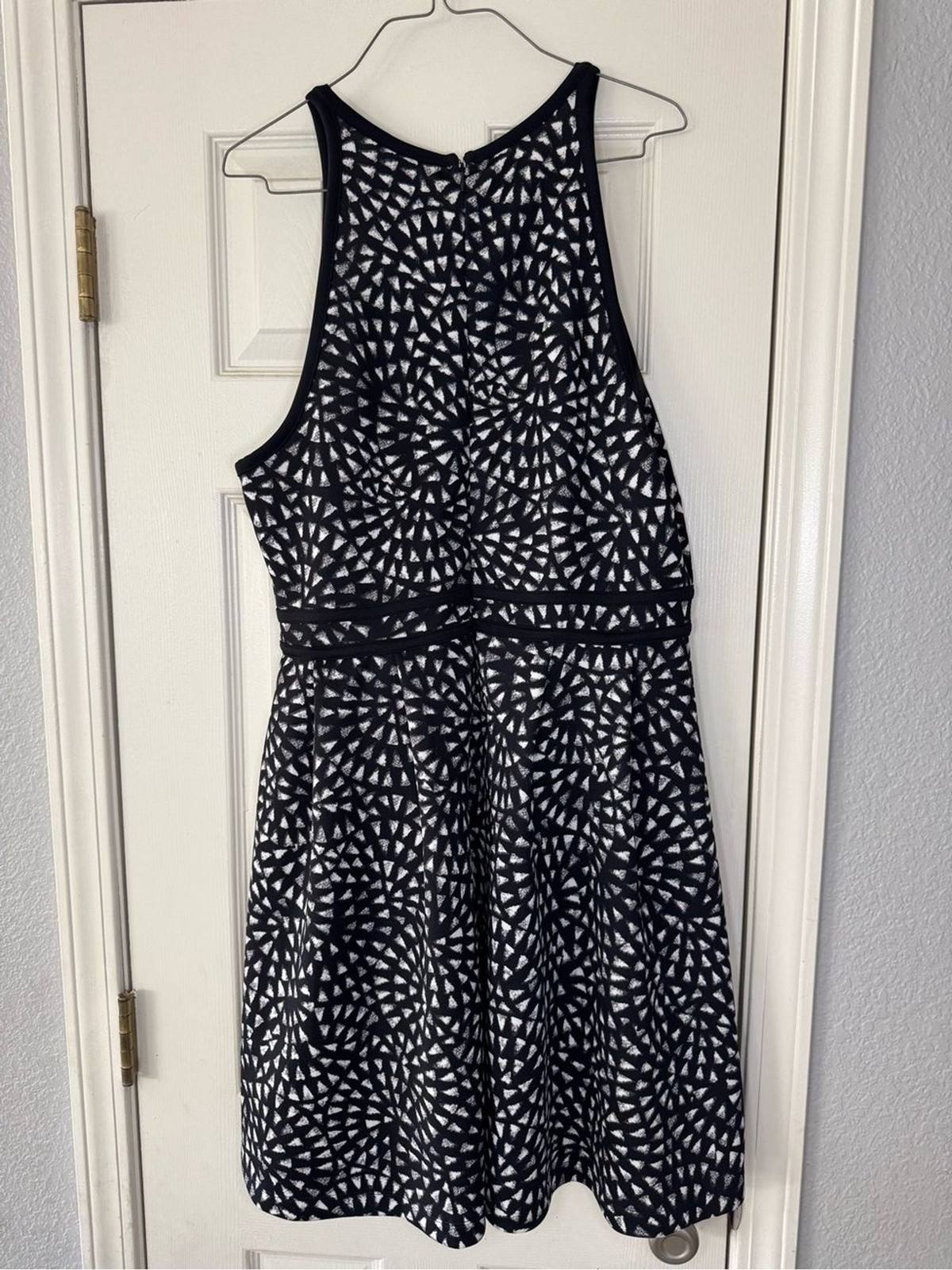 Mossimo Black and White Patterned Sleeveless Fit-and-Flare Dress