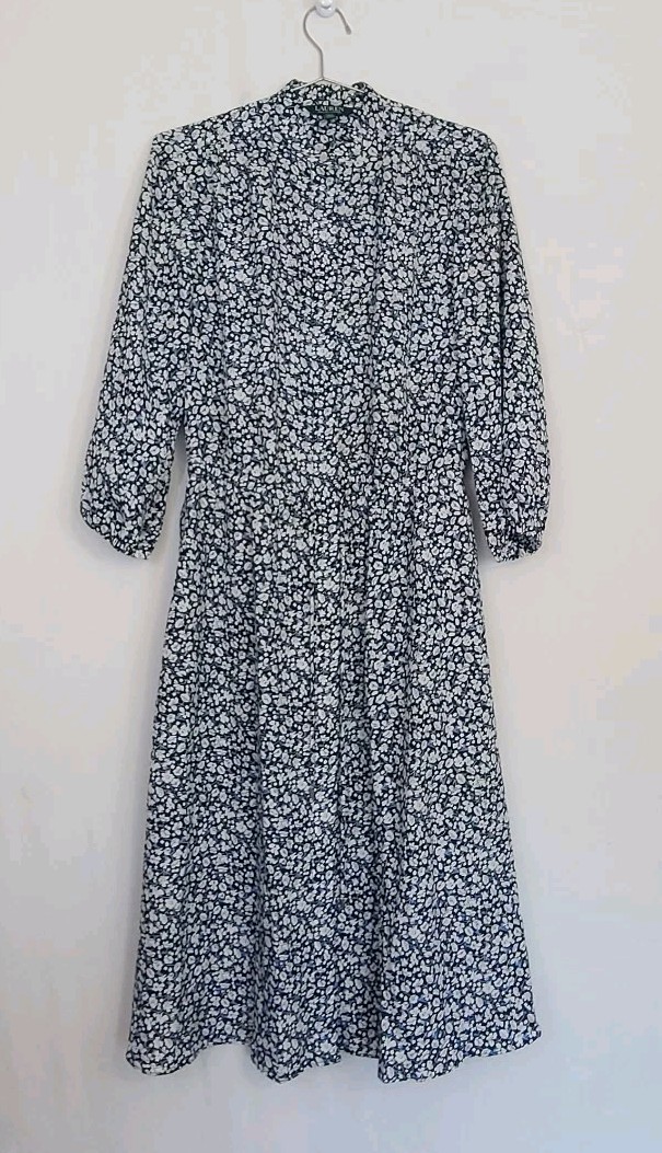 NWOT Ralph Lauren Women Med Shirt Dress Long Sleeve Mandarin Collar Quiet Lux