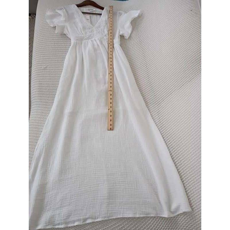 NWT Parisian White 100% Cotton Gauze Coastal Boho Maxi Dress M Paris Designer