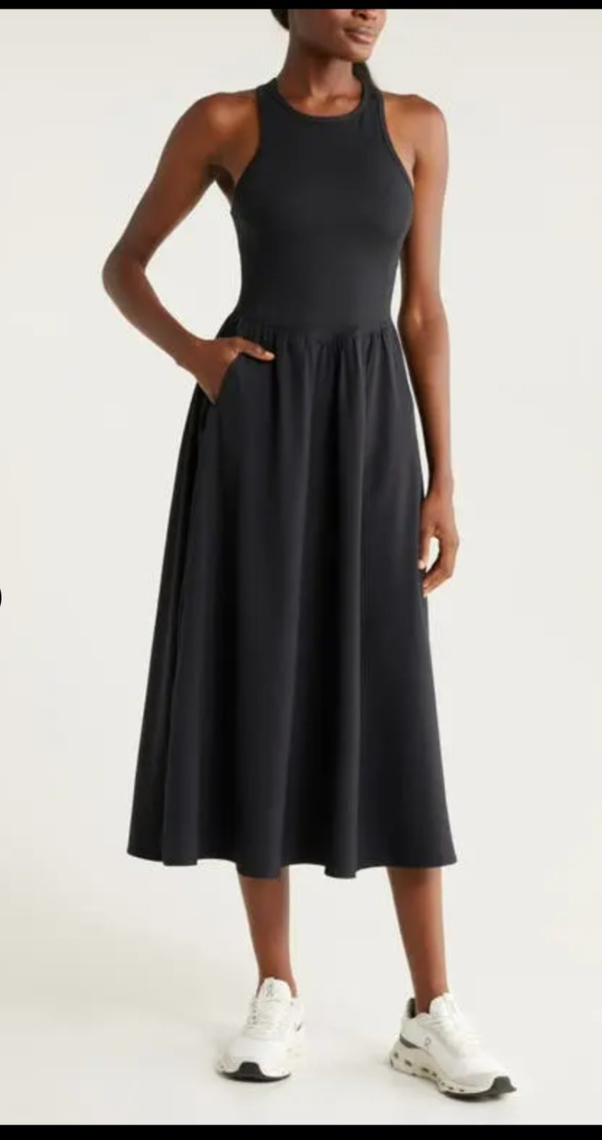 NWT Zella Effortless Hybrid Racerback Midi Dress Womens Sz Medium Athletic Black