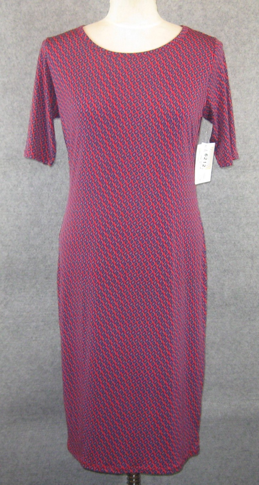 LuLaRoe Julia Dress Sz M Red Navy