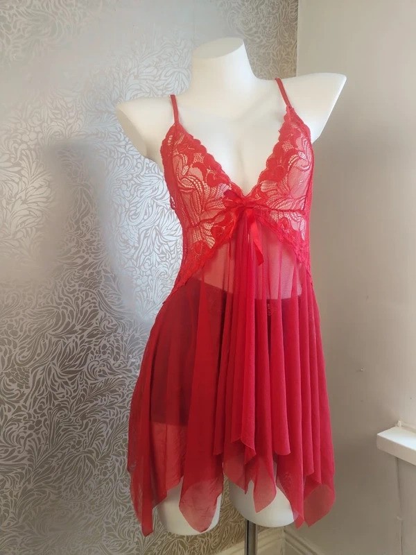 Avid Love Red Lace Y2K 00’s Coquette Feminine Long Cami/Slip Dress UK 16-18