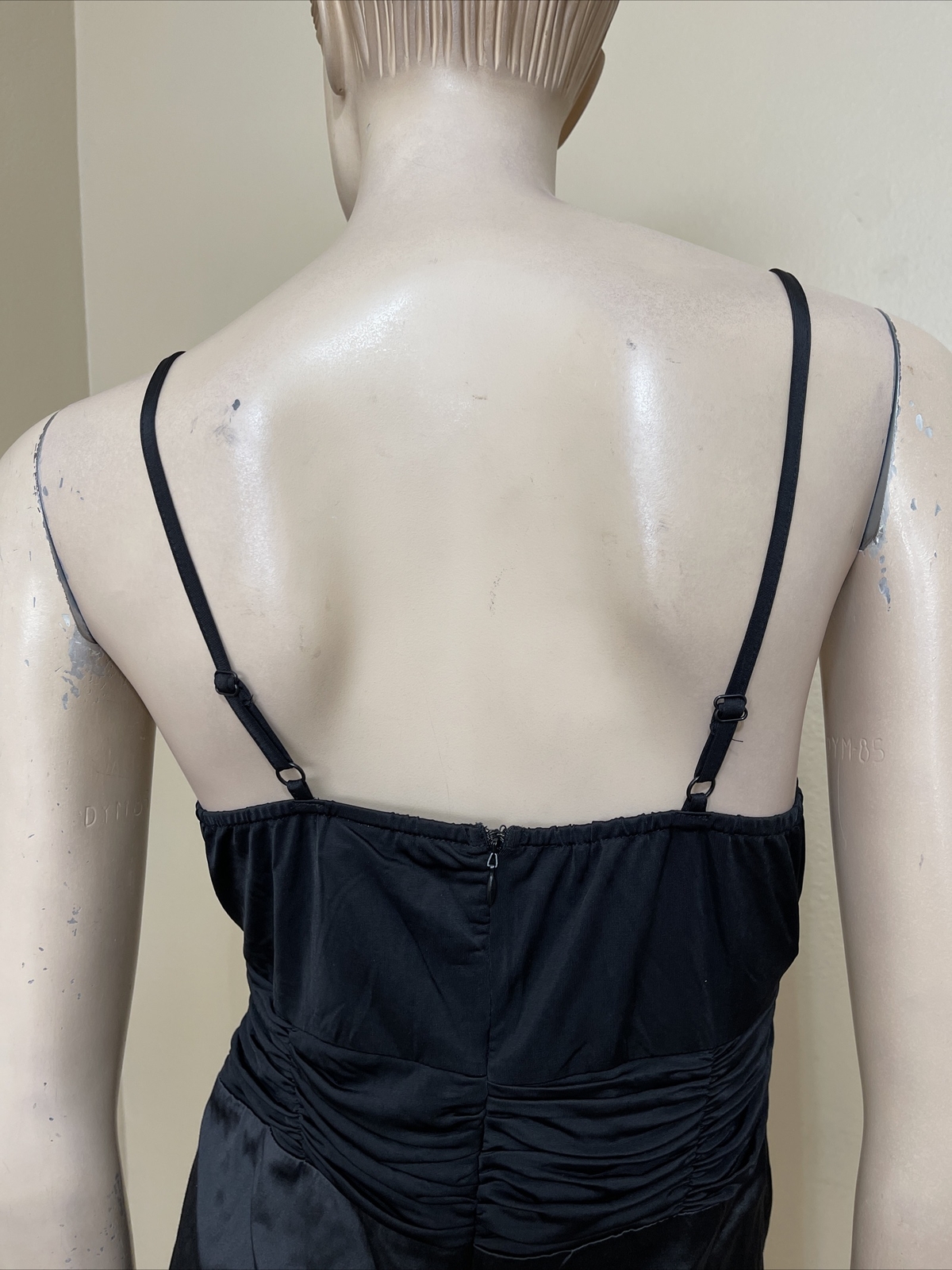 Women’s Black Polyester Cocktail Open Pleated Strap Zipper Size S Dress Sundress