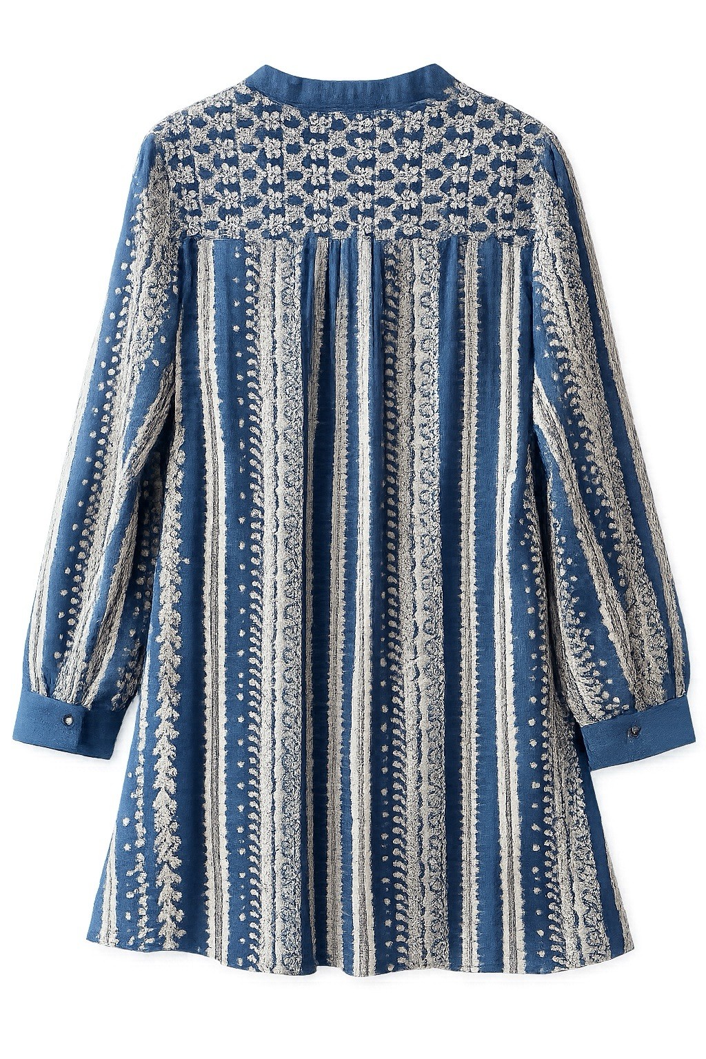 Zara Chambray Eyelet Embroidered Mini Tunic Dress | Size Large | Boho Blue | NWT