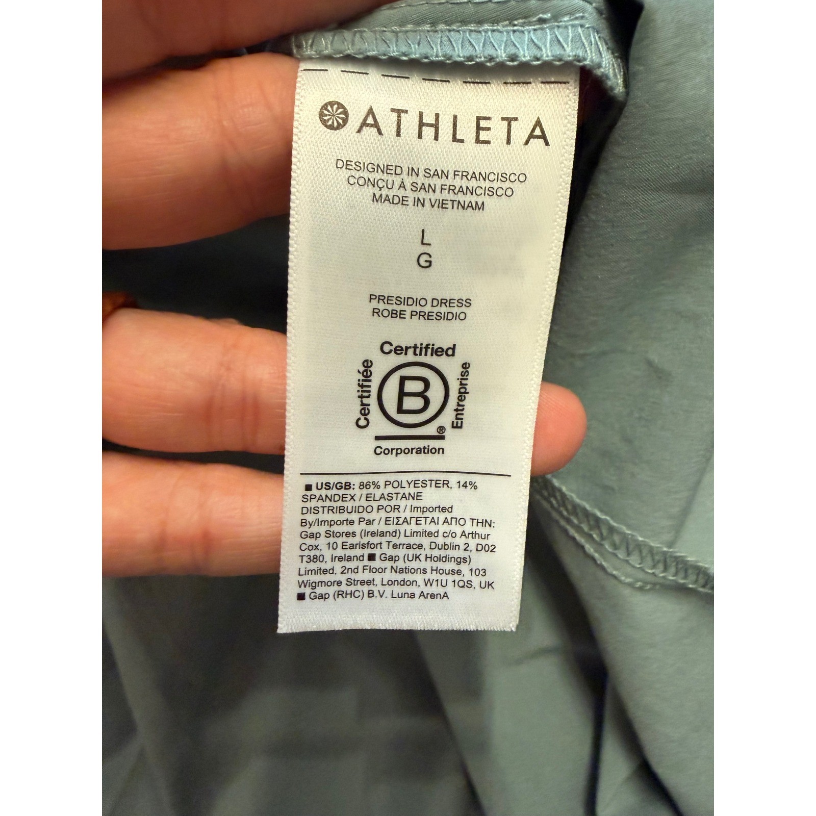 Athleta Presidio Dress Womens Large Blue Midi High Low Racerback Pockets 486452