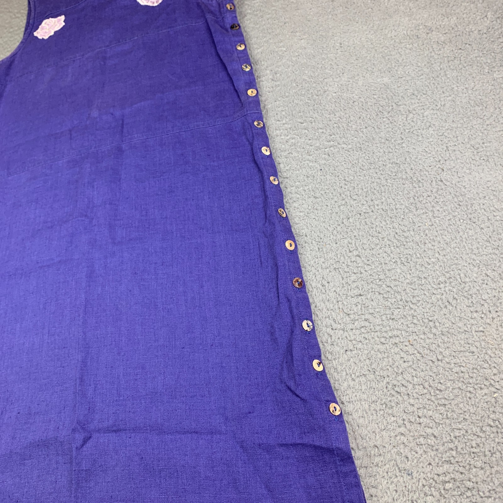 Match USA 100% Linen Maxi Dress Button Side Size 4 USA Vintage Square Neck