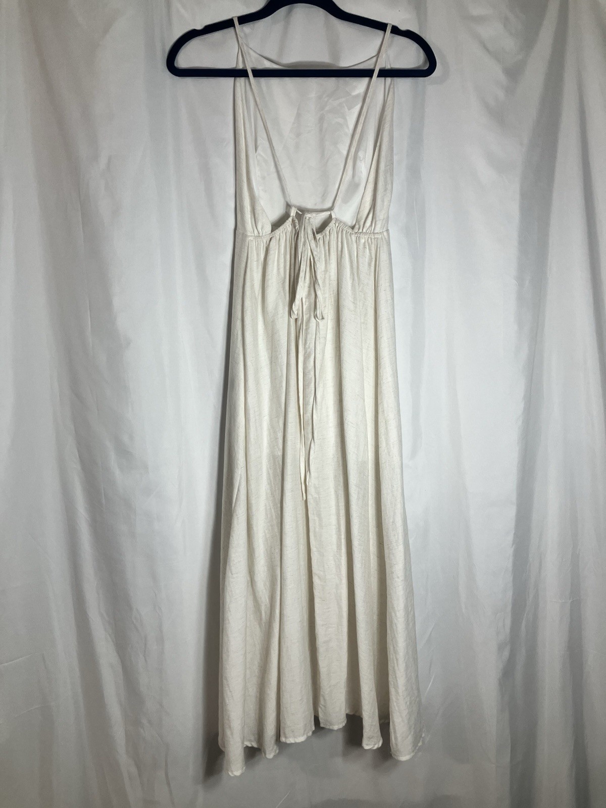 Dazy Beige Backless Maxi Dress Linen Blend Small