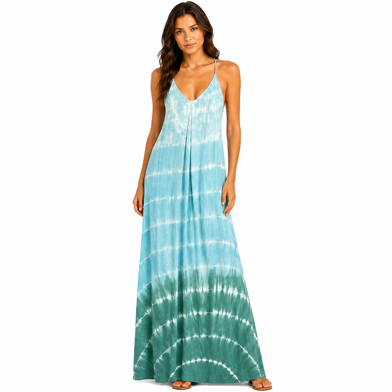 MICHAEL STARS Gloria Maxi Dress 🐚 Wave Wash Tie Dye Mermaidcore Size Small