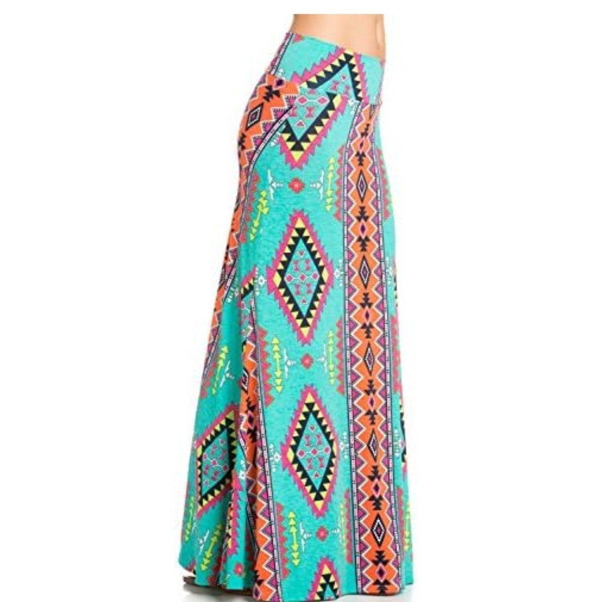 HERSHE Boho Tribal Aztec Bohemian Strapless Maxi Dress Foldover Skirt Xl