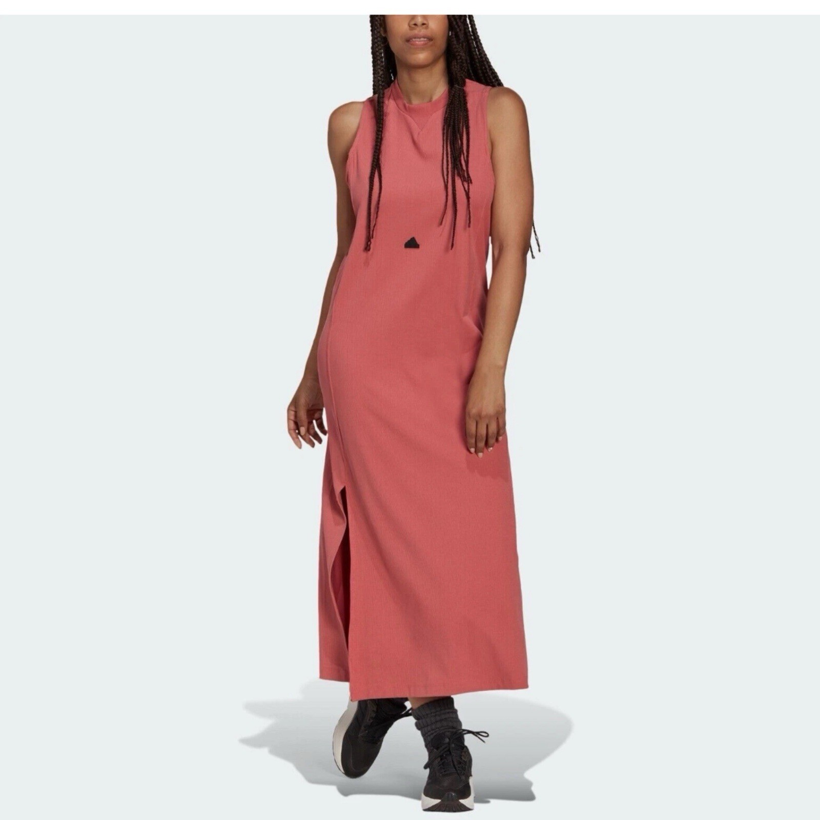 Adidas Women Rib Racerback Maxi Dress XL Modern Versatile Casual Fashion Pink